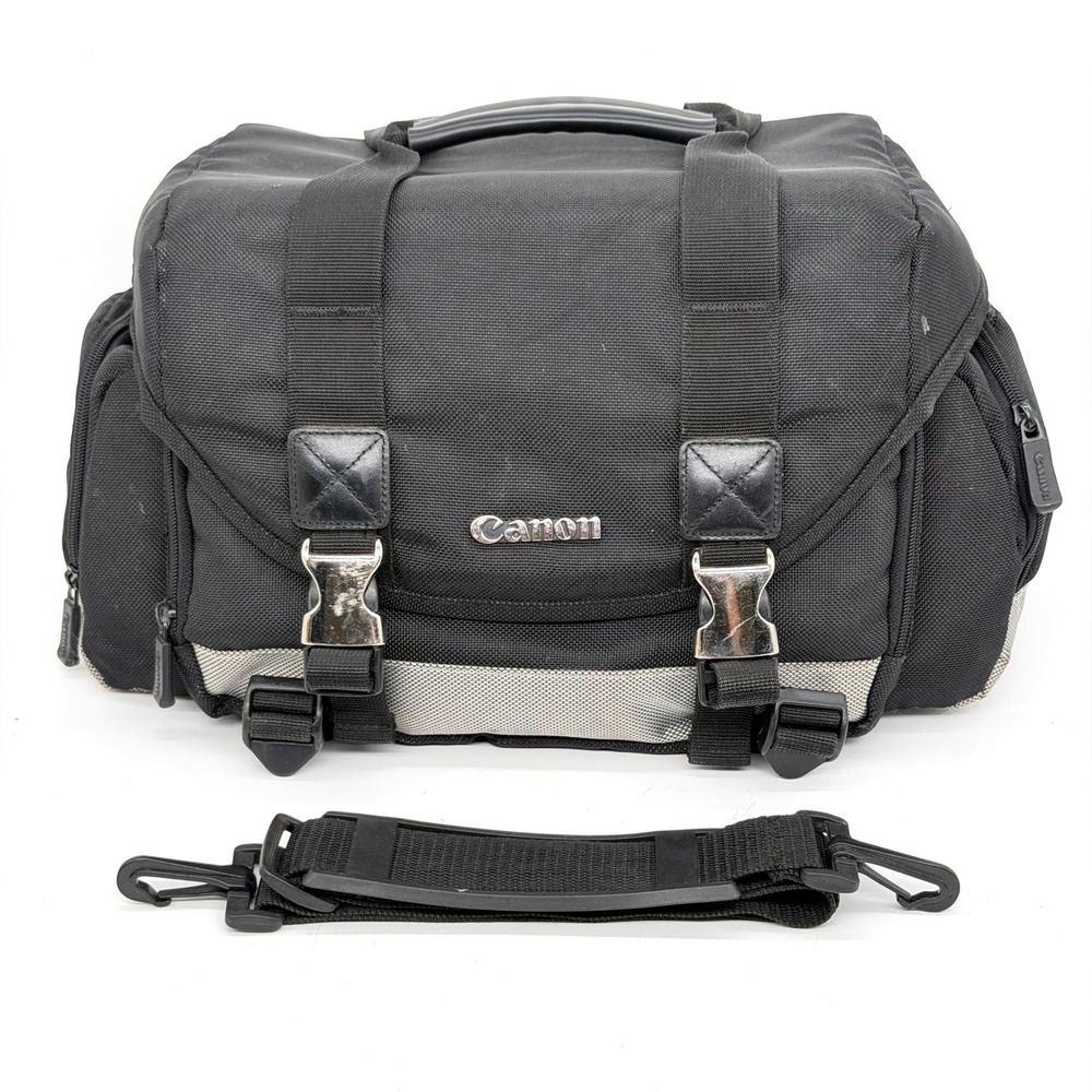 Canon Deluxe Gadget Bag Large DSLR Camera Shoulder Bag Black Gray Good Condition